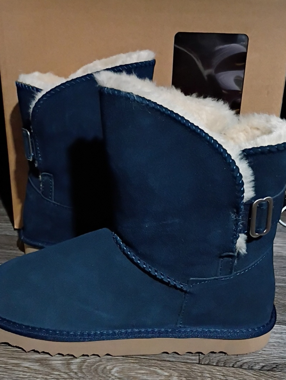 Style & Co. Navy Faux-Shearling Slip-On Bootie